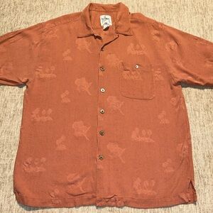 XL AFTCO Guy Harvey COLLAB 100% silk button up shirt FISH BEACH TERRA COTTA